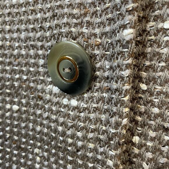 Carlisle Vintage 80s 90s Taupe Classic Tailored Tweed Wool Cropped Jacket 8 M - Picture 3 of 12